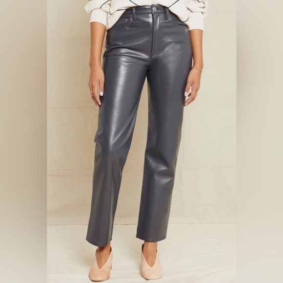 Agolde Recycled Leather 90’s Pinch Waist in Shadow - Picture 1 of 10
